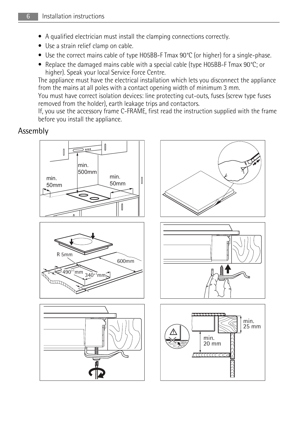 Assembly | AEG HK634060XB User Manual | Page 6 / 20