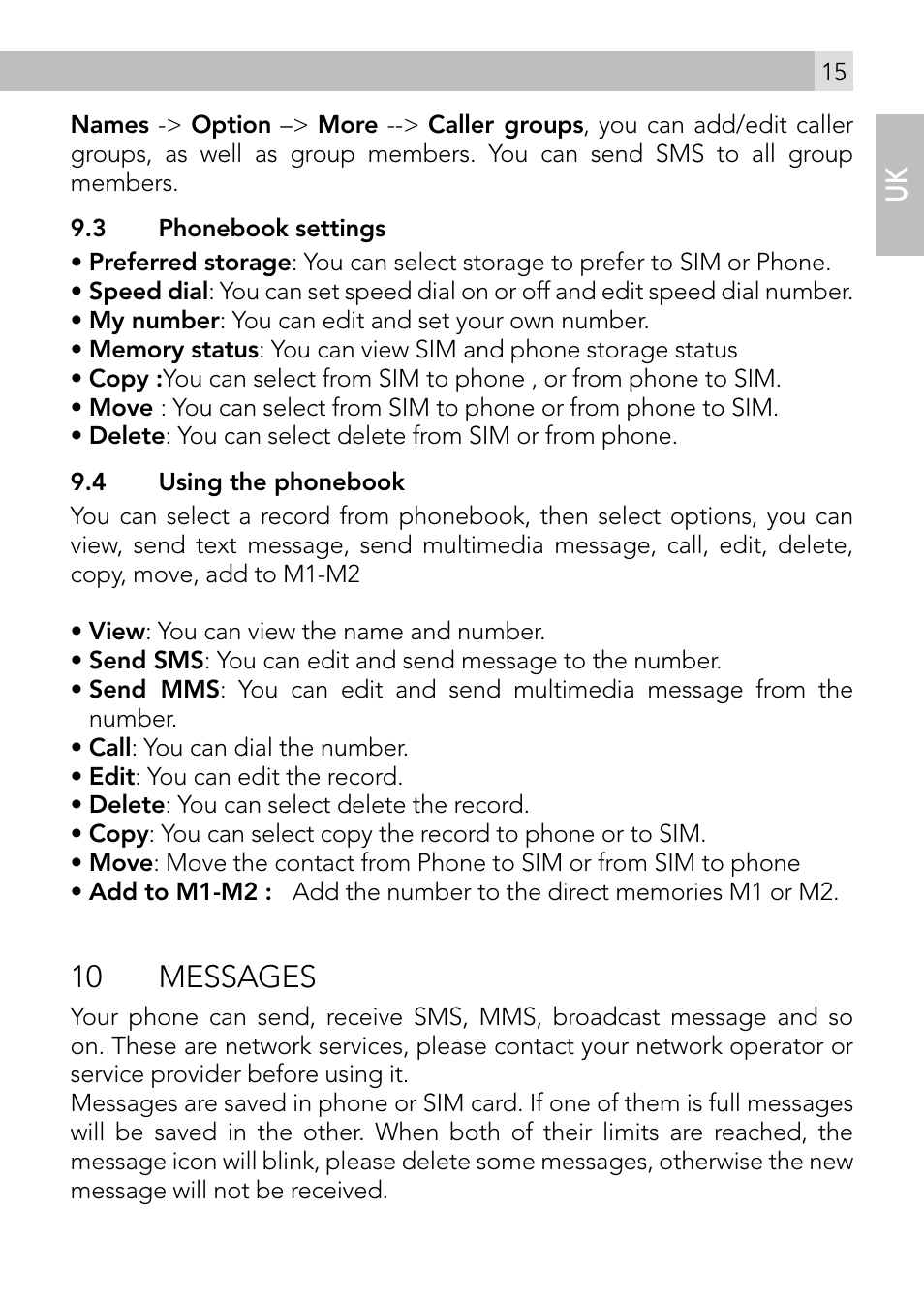 10 messages | AEG Voxtel M410 User Manual | Page 15 / 32