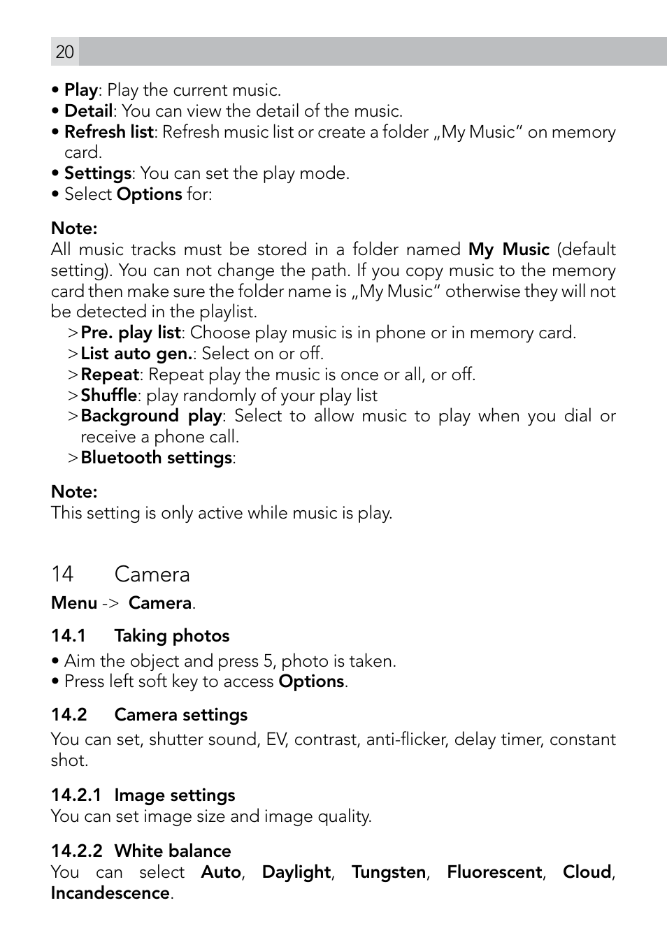 14 camera | AEG Voxtel M410 User Manual | Page 20 / 32