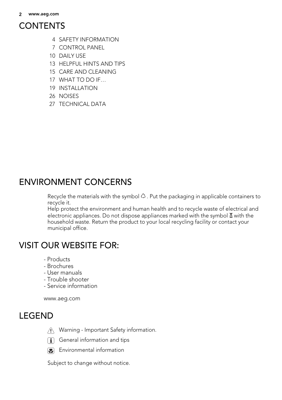 AEG SCN71800S0 User Manual | Page 2 / 28