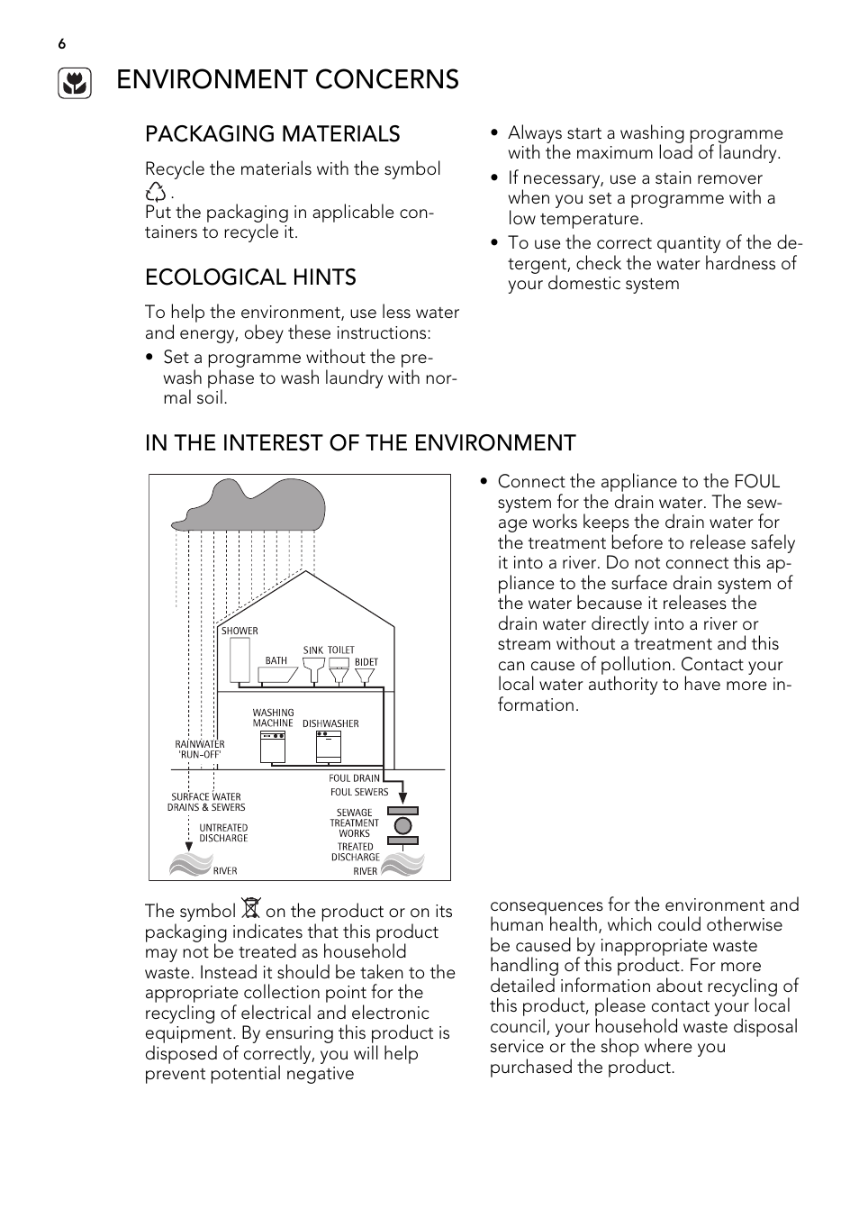 Environment concerns | AEG L60460FL User Manual | Page 6 / 40
