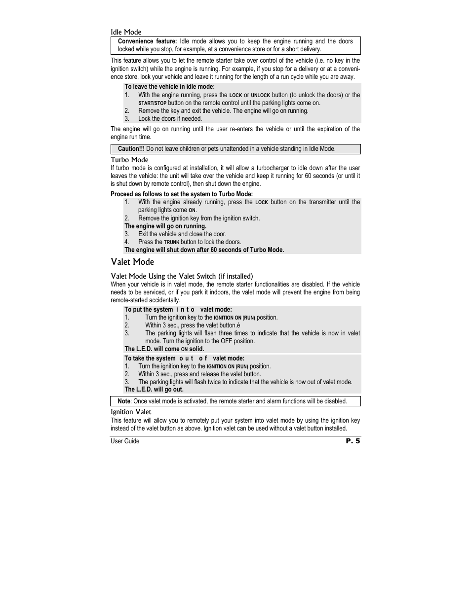 Valet mode | Autostart AS-1727 User Manual | Page 5 / 10