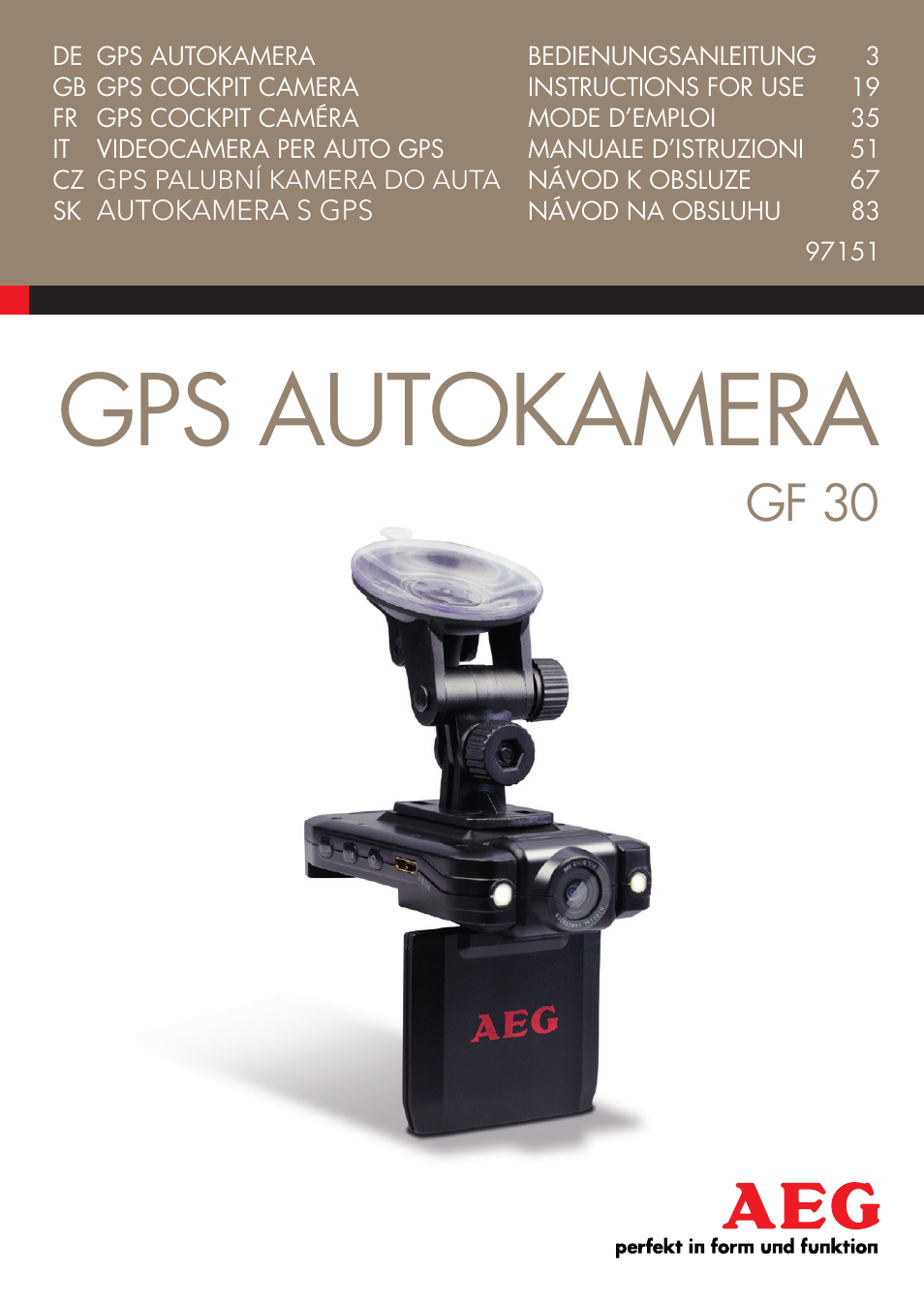 AEG GPS Cockpit-Camera GF 30 User Manual | 100 pages