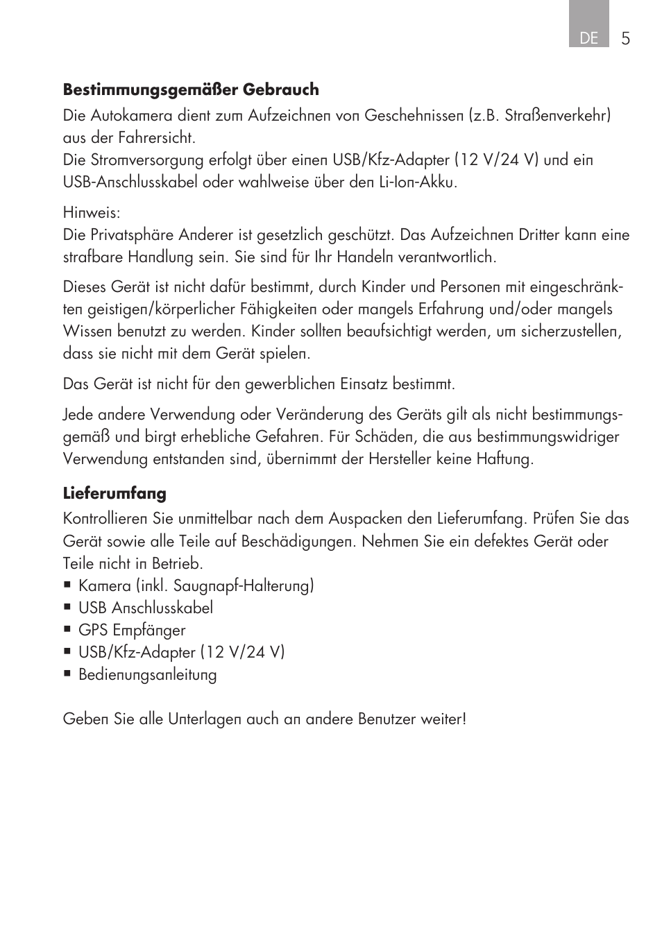 AEG GPS Cockpit-Camera GF 30 User Manual | Page 5 / 100
