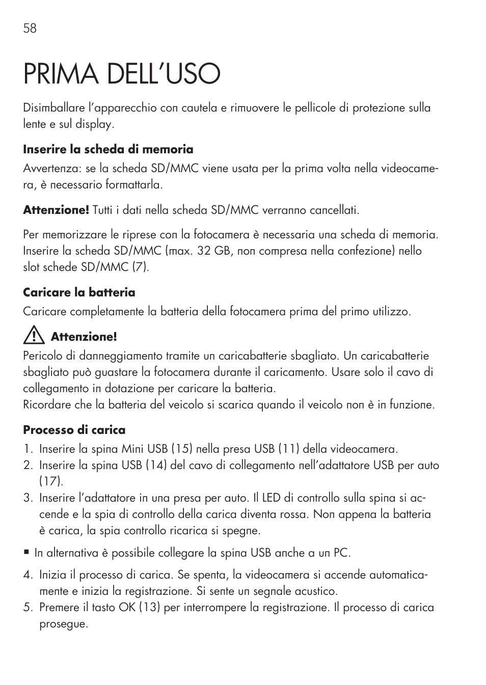 Prima dell’uso | AEG GPS Cockpit-Camera GF 30 User Manual | Page 58 / 100