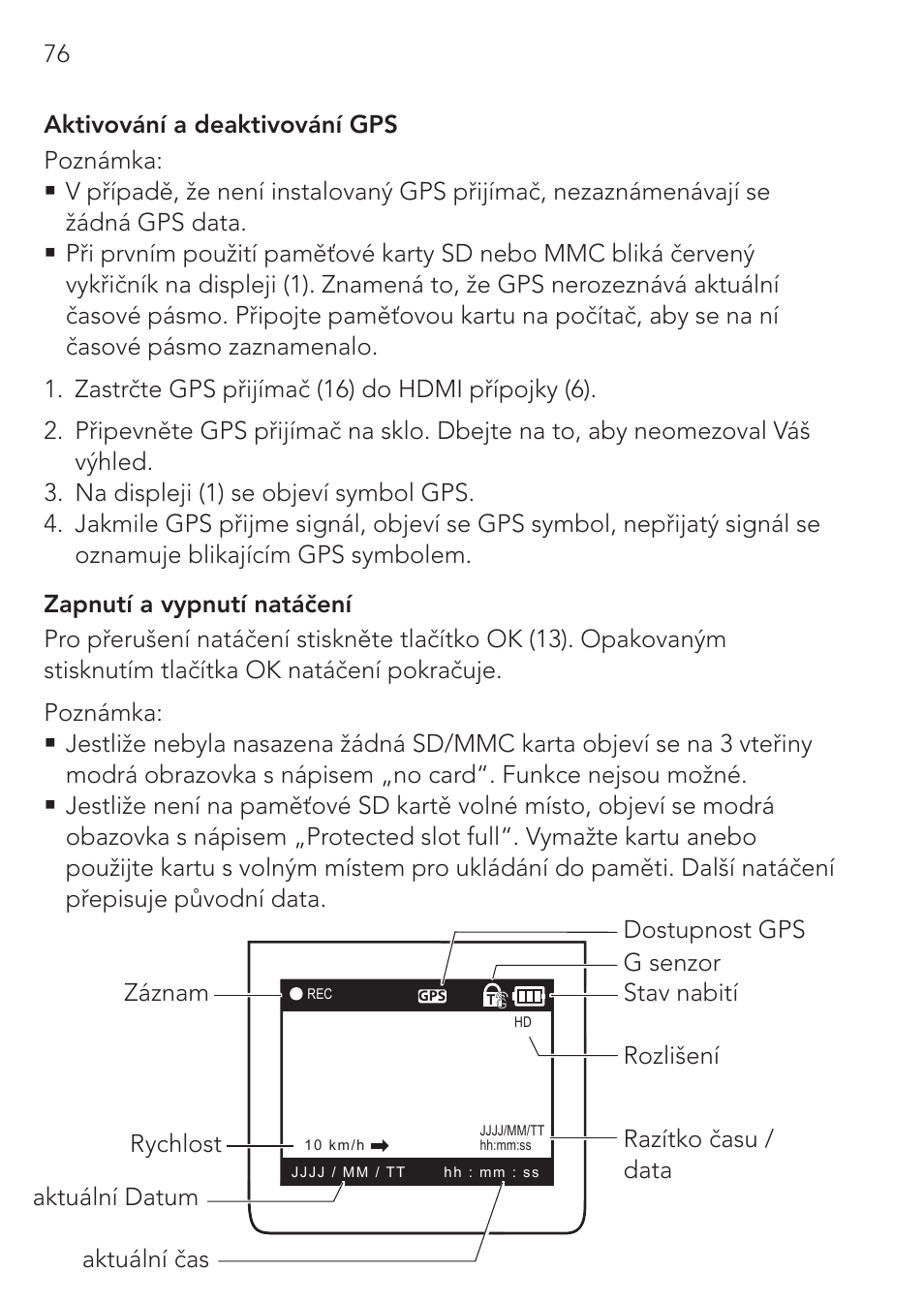 AEG GPS Cockpit-Camera GF 30 User Manual | Page 76 / 100