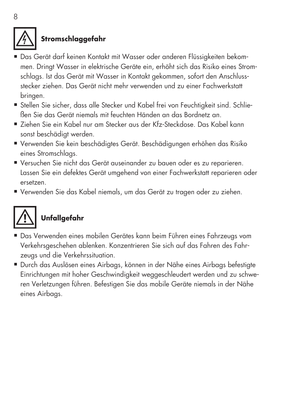 AEG GPS Cockpit-Camera GF 30 User Manual | Page 8 / 100