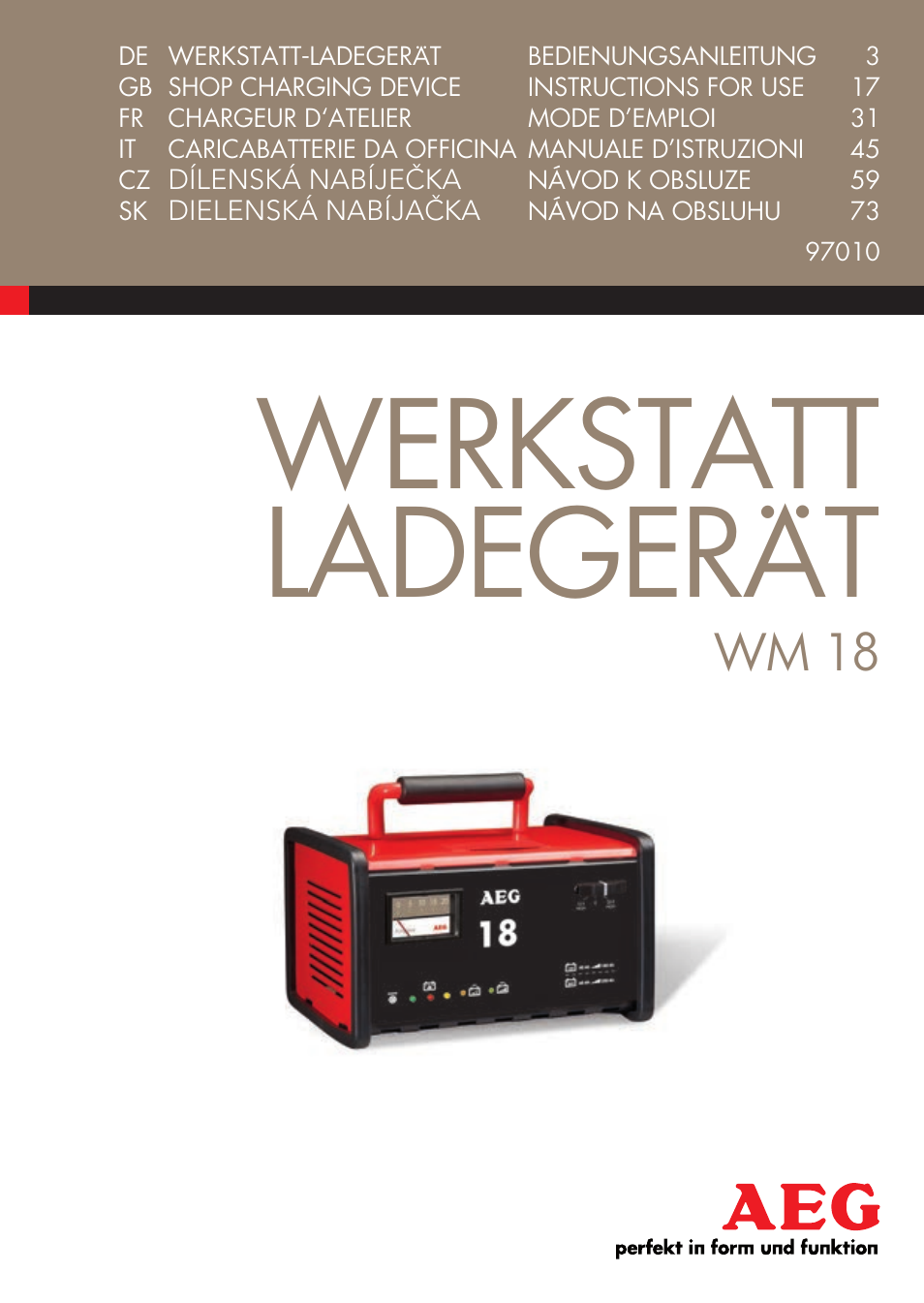 AEG Workshop charger WM 18 User Manual | 86 pages