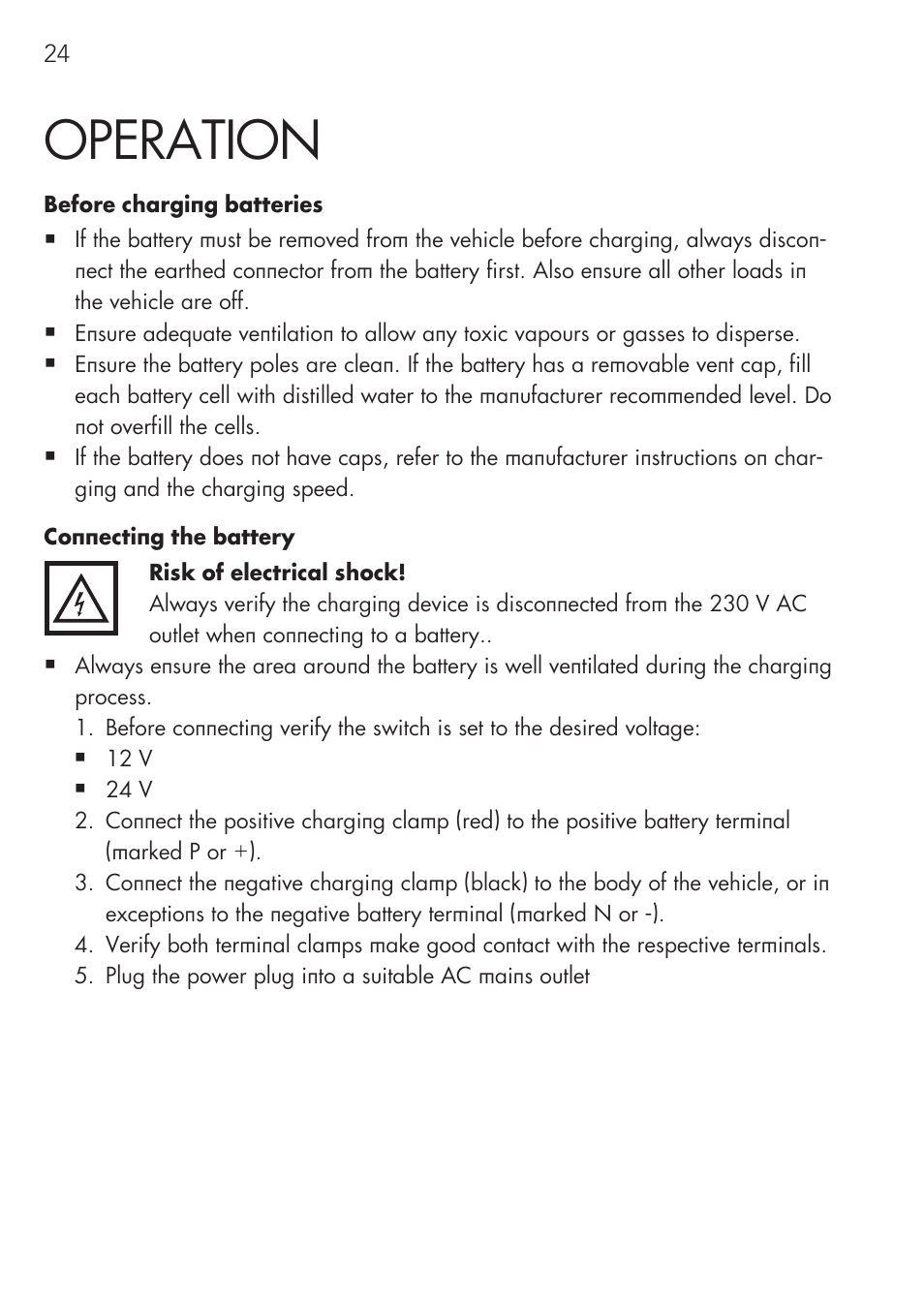 Operation | AEG Workshop charger WM 18 User Manual | Page 24 / 86