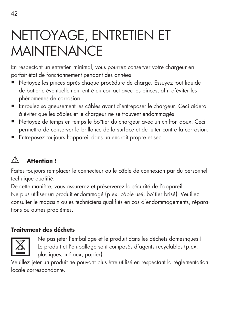 Nettoyage, entretien et maintenance | AEG Workshop charger WM 18 User Manual | Page 42 / 86