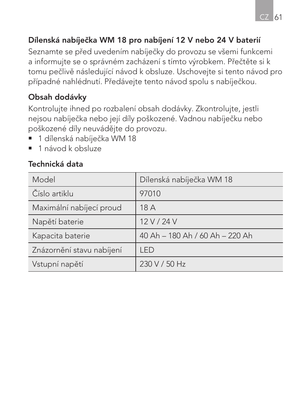 AEG Workshop charger WM 18 User Manual | Page 61 / 86