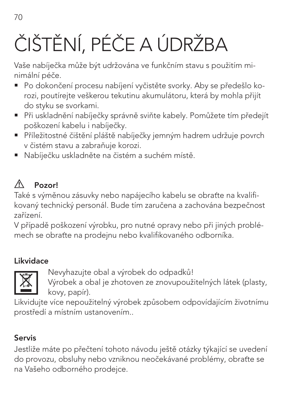 Čištění, péče a údržba | AEG Workshop charger WM 18 User Manual | Page 70 / 86