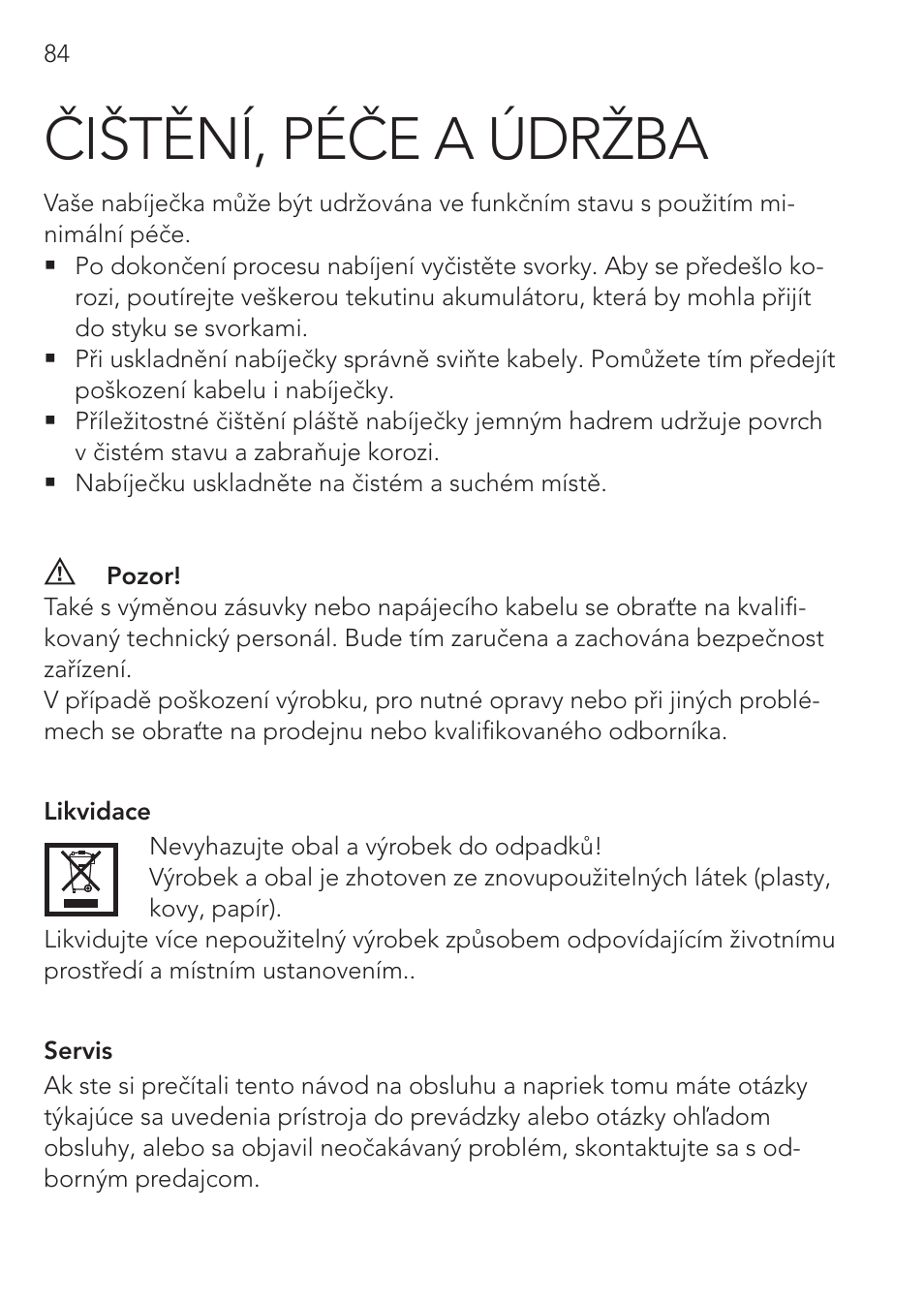 Čištění, péče a údržba | AEG Workshop charger WM 18 User Manual | Page 84 / 86