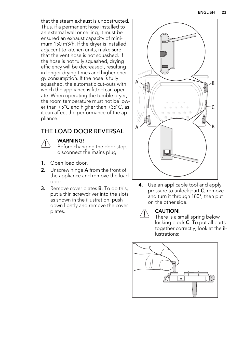 The load door reversal | AEG T65270AC User Manual | Page 23 / 28