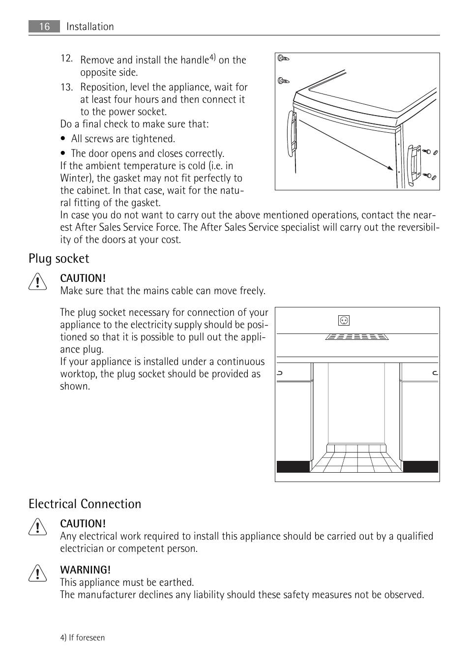 Plug socket, Electrical connection | AEG S54000KMW0 User Manual | Page 16 / 20