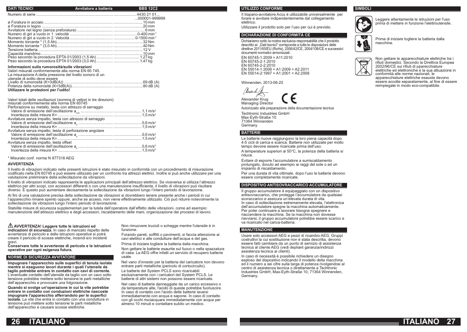 Italiano | AEG BBS 12C2 User Manual | Page 14 / 39