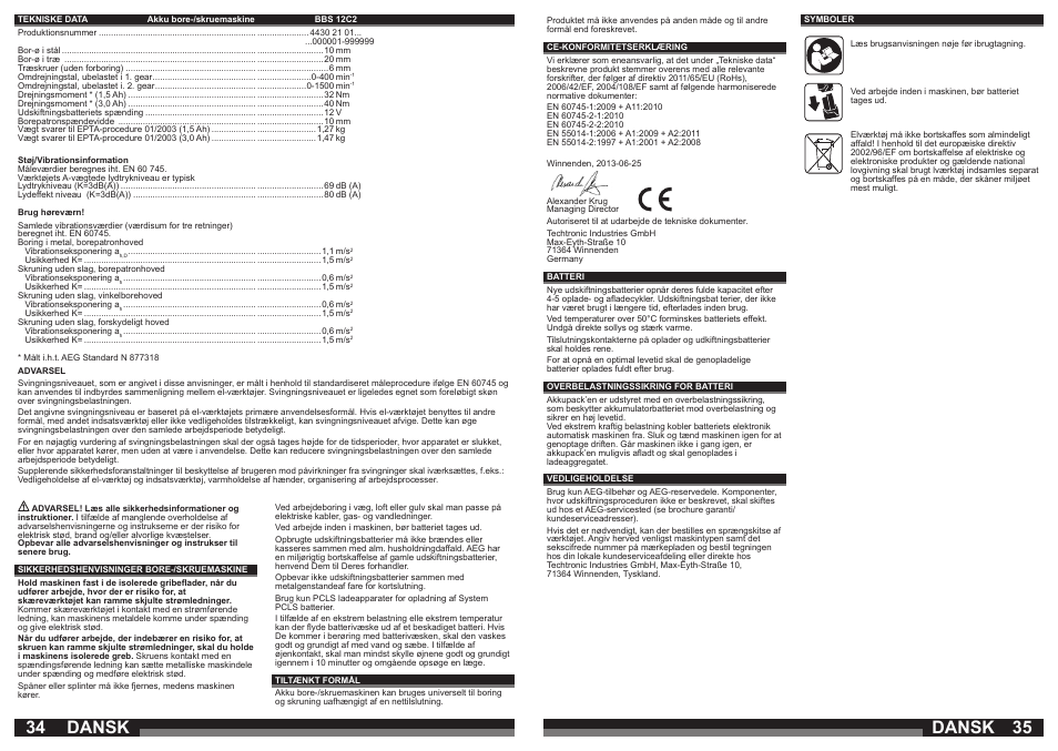 Dansk | AEG BBS 12C2 User Manual | Page 18 / 39