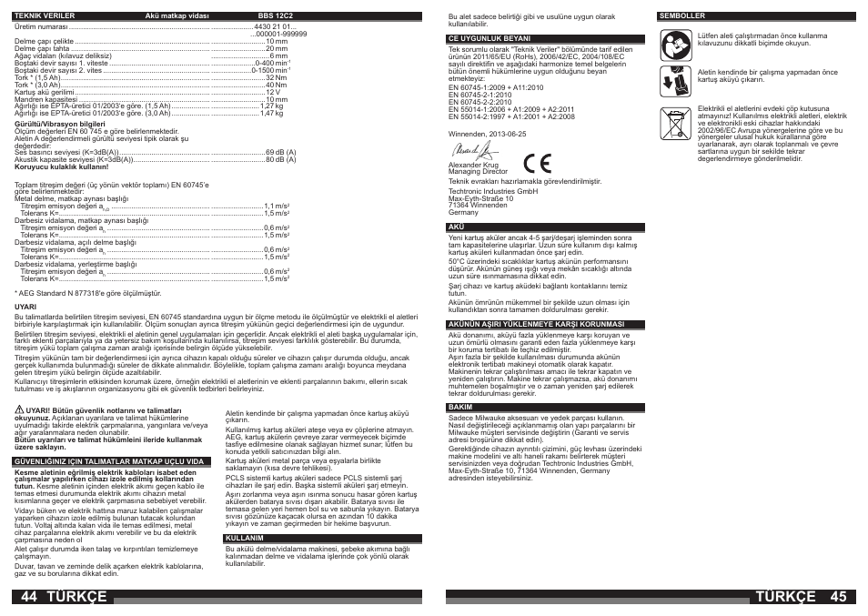 Türkçe | AEG BBS 12C2 User Manual | Page 23 / 39