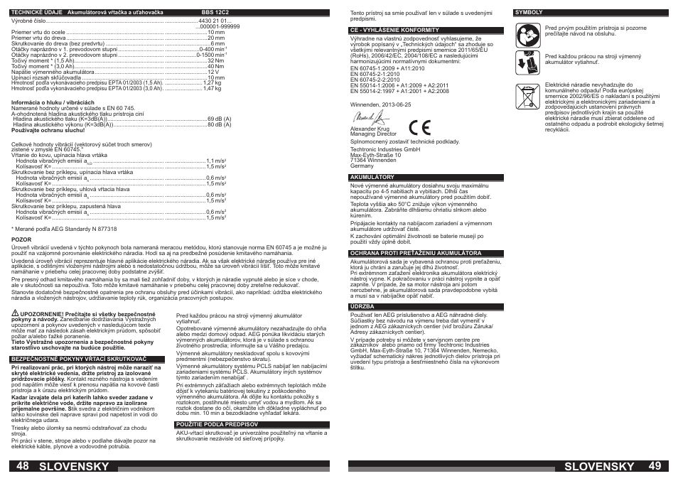Slovensky | AEG BBS 12C2 User Manual | Page 25 / 39