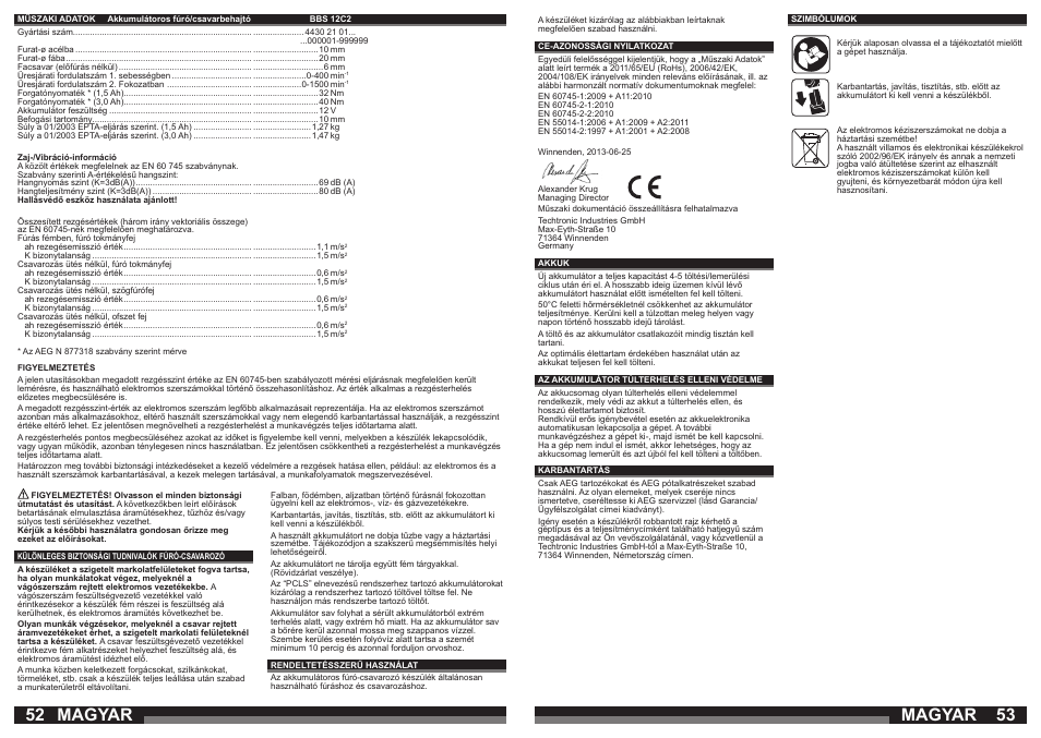 Magyar | AEG BBS 12C2 User Manual | Page 27 / 39