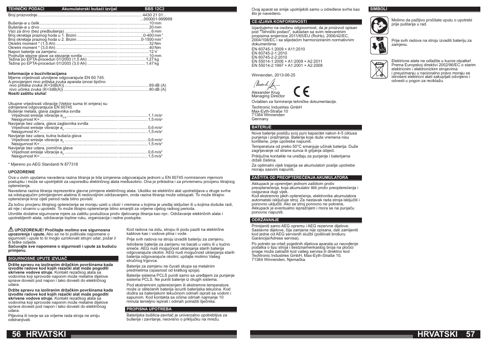 Hrvatski | AEG BBS 12C2 User Manual | Page 29 / 39