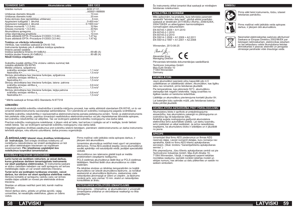 Latviski | AEG BBS 12C2 User Manual | Page 30 / 39