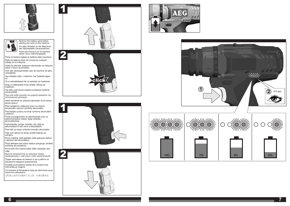 Click 1 2 | AEG BBS 12C2 User Manual | Page 4 / 39