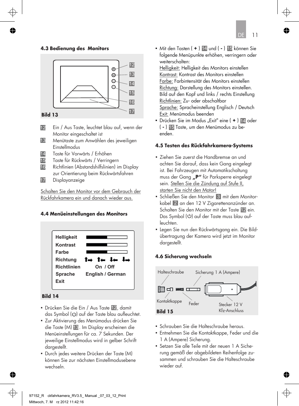 AEG Rear Camera System RV 3.5 User Manual | Page 11 / 80
