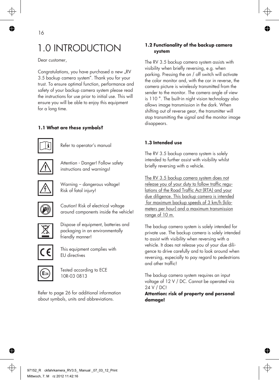 0 introduction | AEG Rear Camera System RV 3.5 User Manual | Page 16 / 80