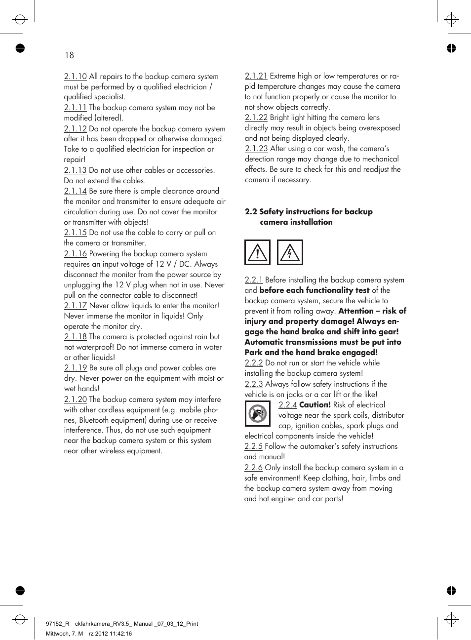 AEG Rear Camera System RV 3.5 User Manual | Page 18 / 80