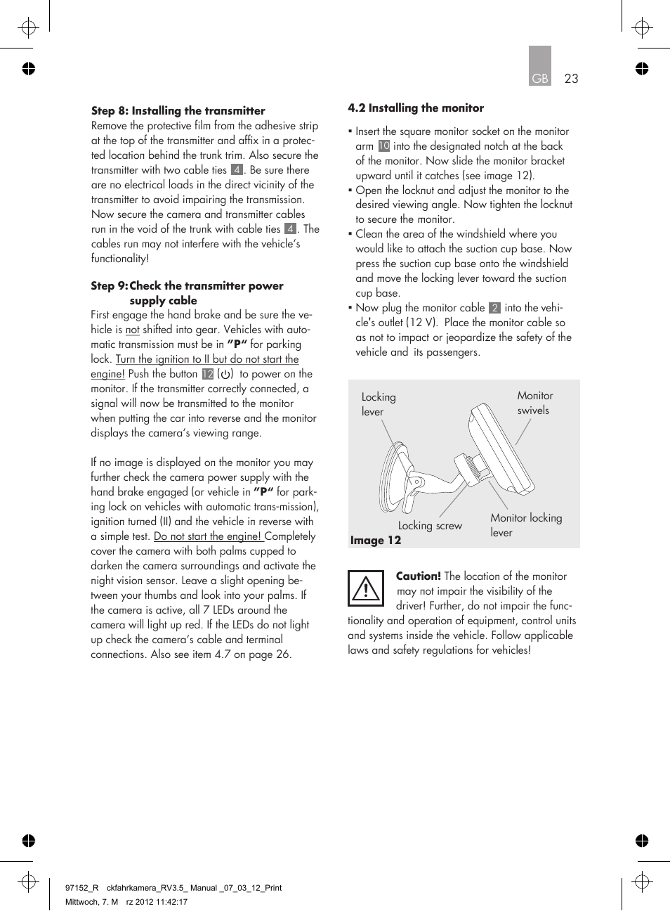 AEG Rear Camera System RV 3.5 User Manual | Page 23 / 80