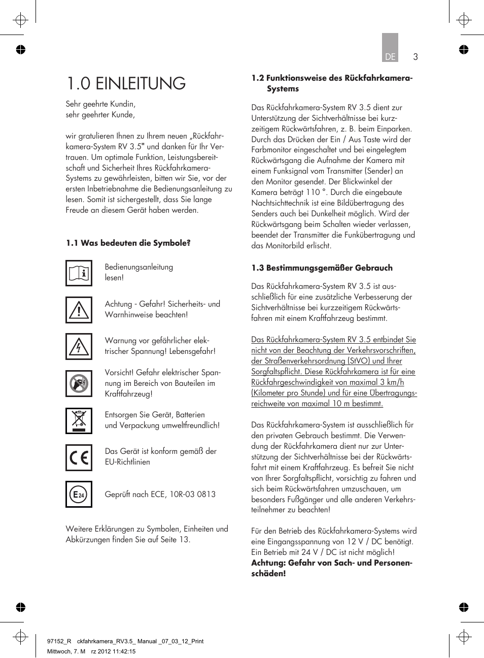 0 einleitung | AEG Rear Camera System RV 3.5 User Manual | Page 3 / 80