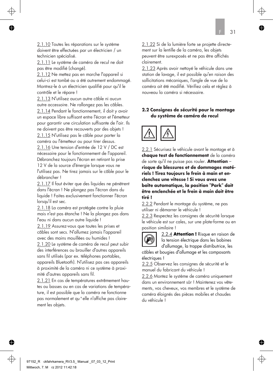 AEG Rear Camera System RV 3.5 User Manual | Page 31 / 80