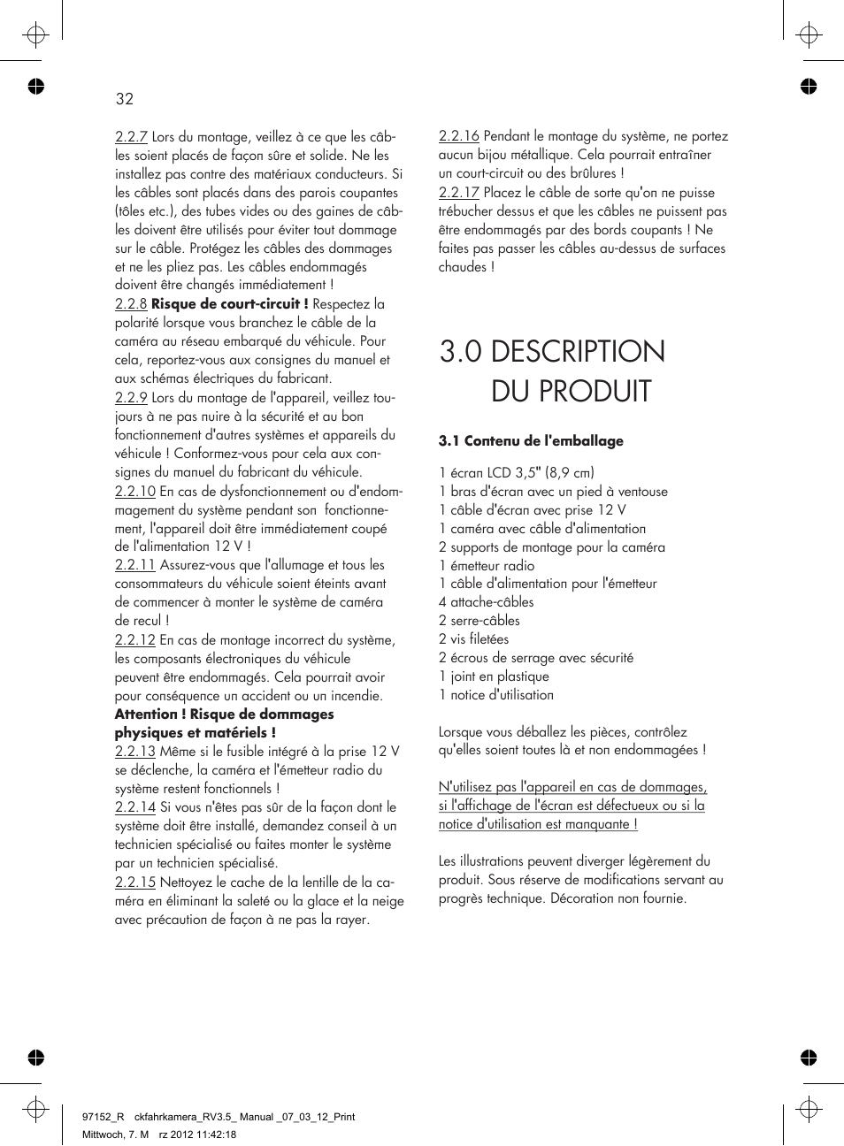 0 description du produit | AEG Rear Camera System RV 3.5 User Manual | Page 32 / 80
