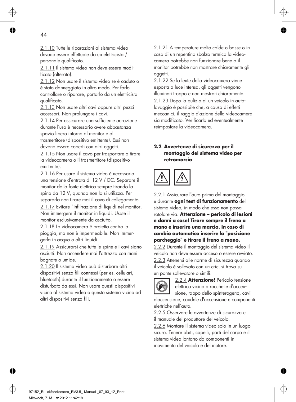 AEG Rear Camera System RV 3.5 User Manual | Page 44 / 80