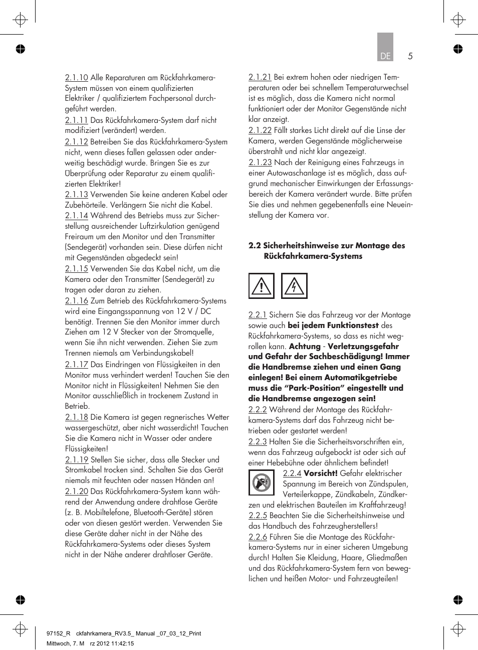 AEG Rear Camera System RV 3.5 User Manual | Page 5 / 80
