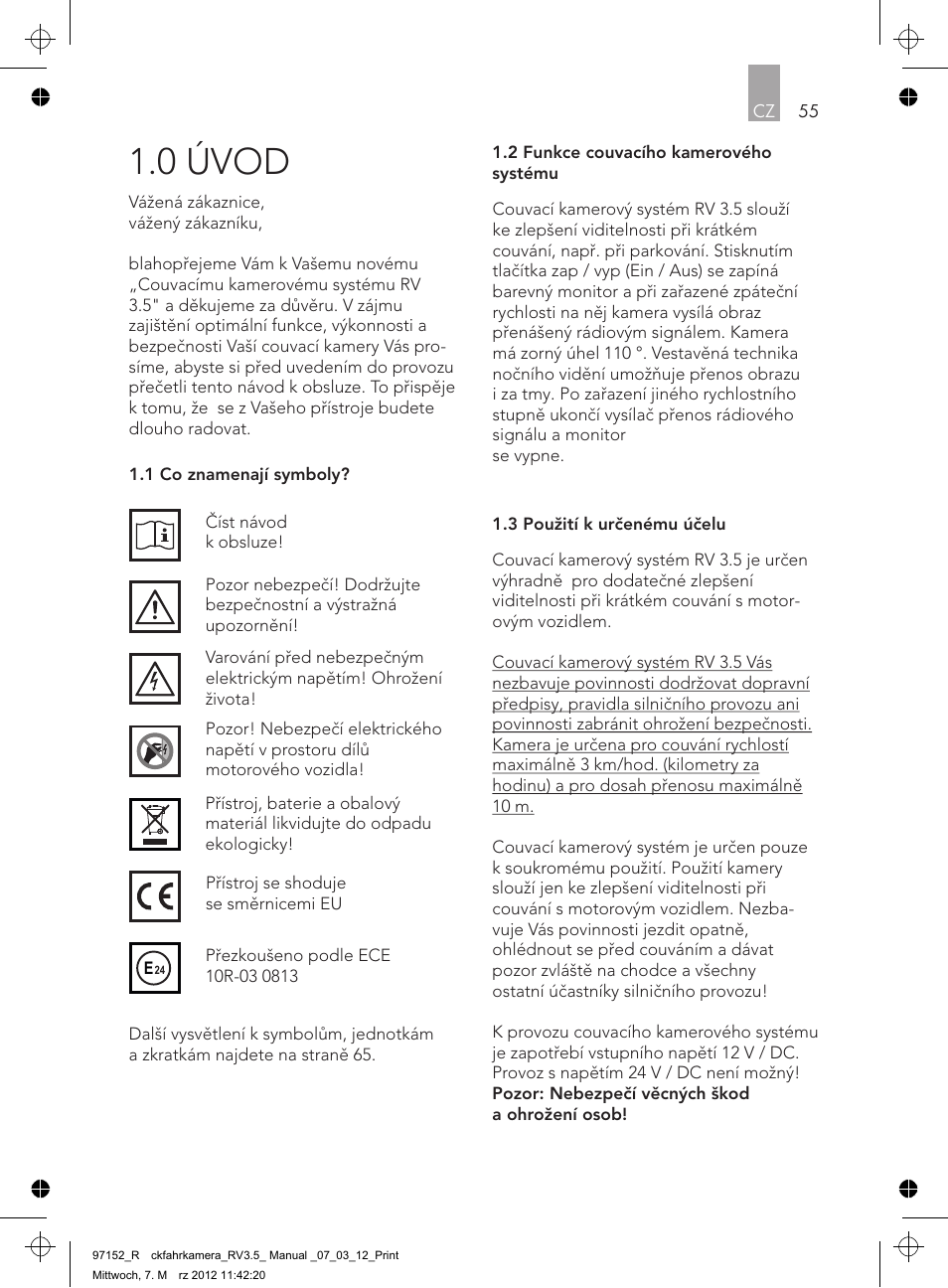 0 úvod | AEG Rear Camera System RV 3.5 User Manual | Page 55 / 80
