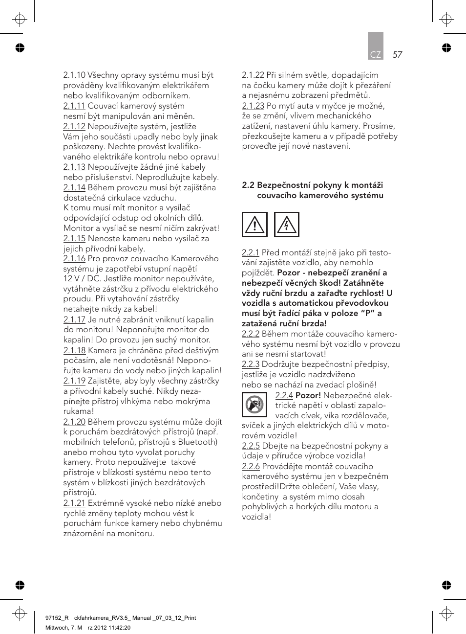 AEG Rear Camera System RV 3.5 User Manual | Page 57 / 80