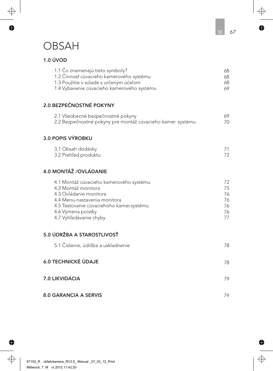 AEG Rear Camera System RV 3.5 User Manual | Page 67 / 80