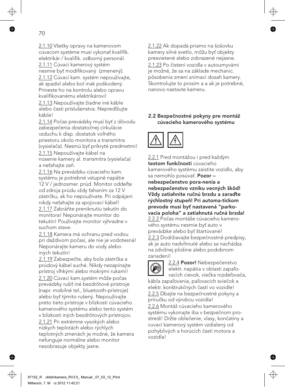 AEG Rear Camera System RV 3.5 User Manual | Page 70 / 80