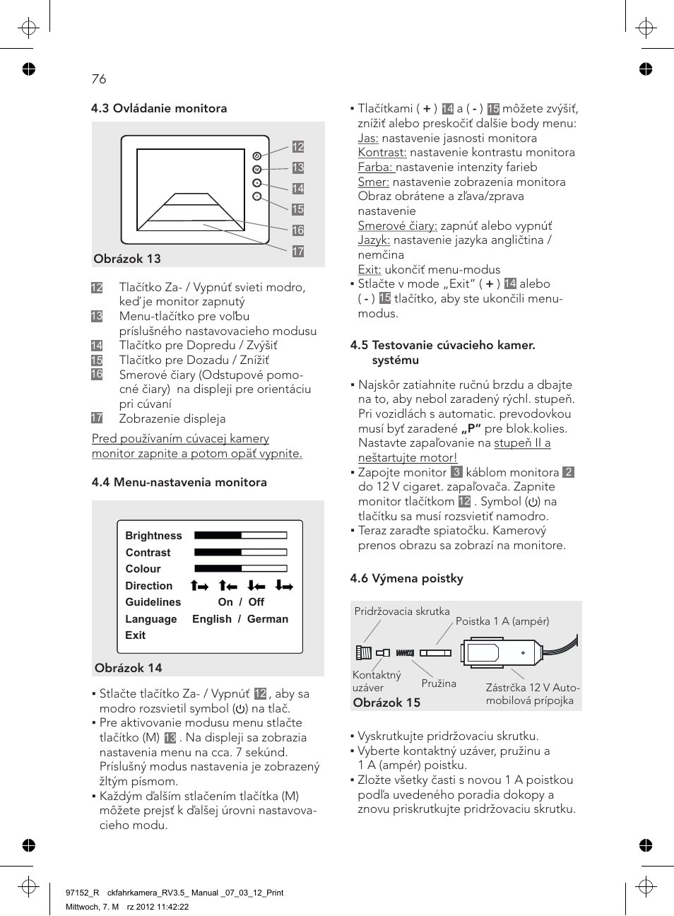AEG Rear Camera System RV 3.5 User Manual | Page 76 / 80
