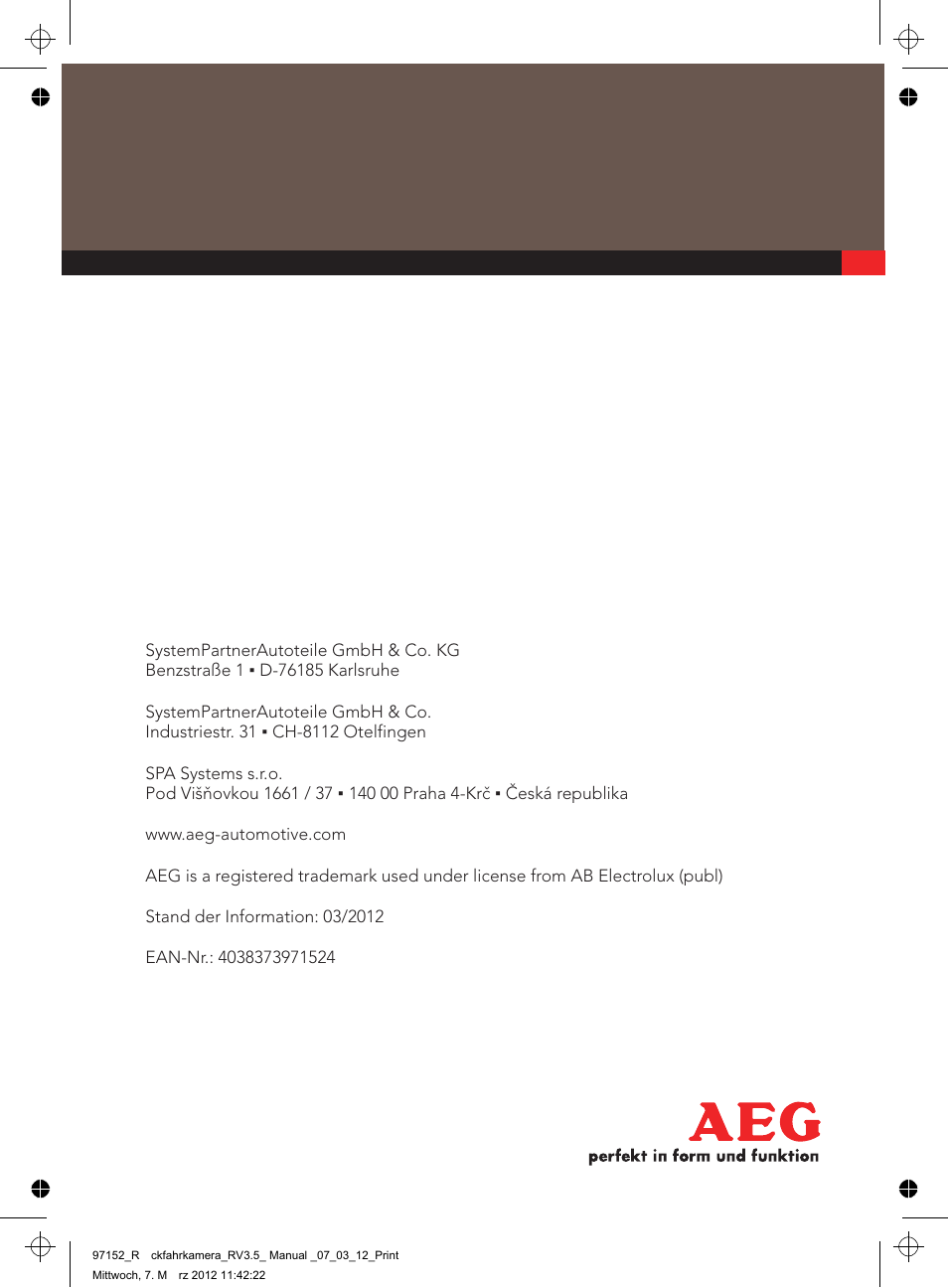 AEG Rear Camera System RV 3.5 User Manual | Page 80 / 80