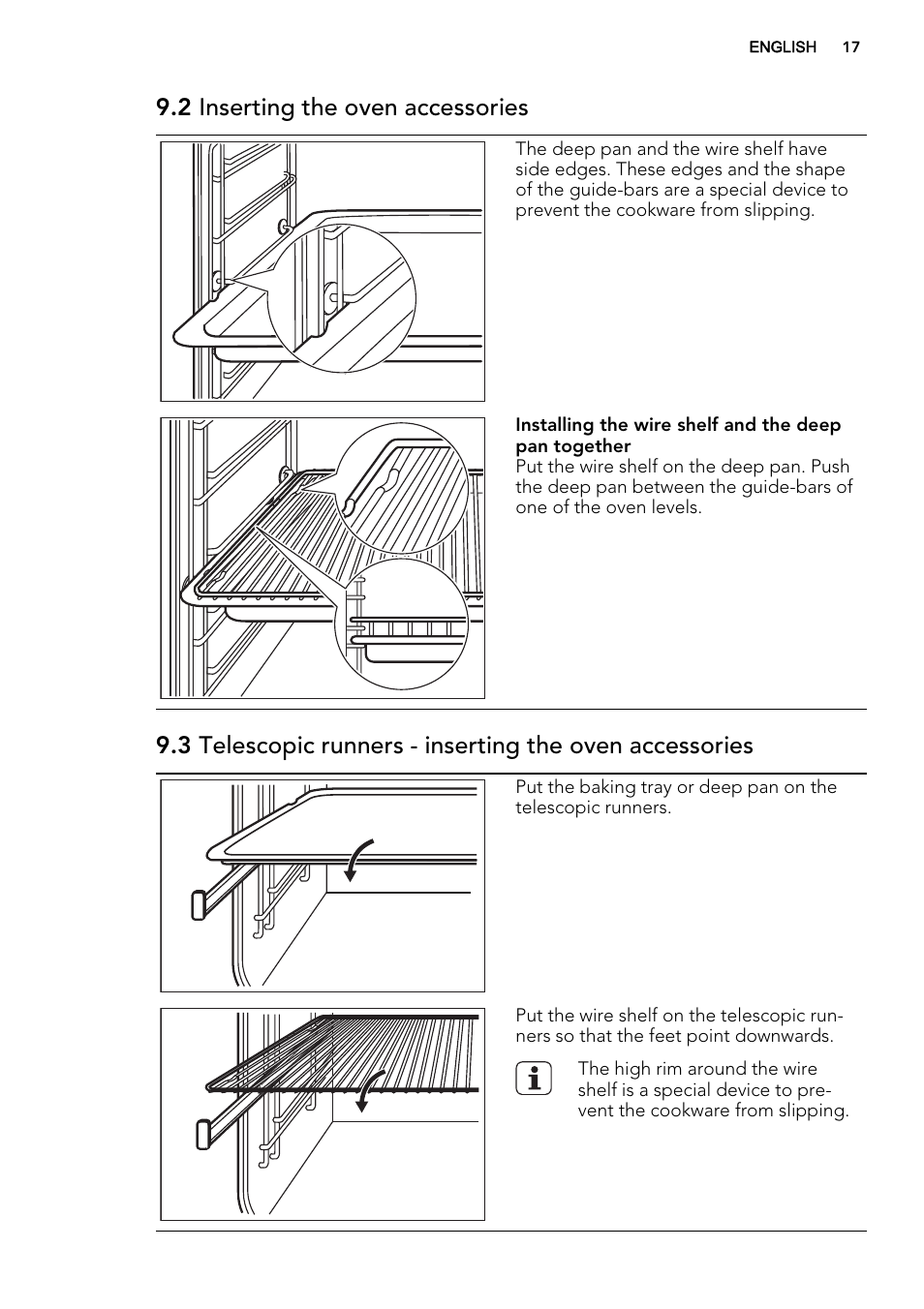 2 inserting the oven accessories | AEG DC7003000M User Manual | Page 17 / 52