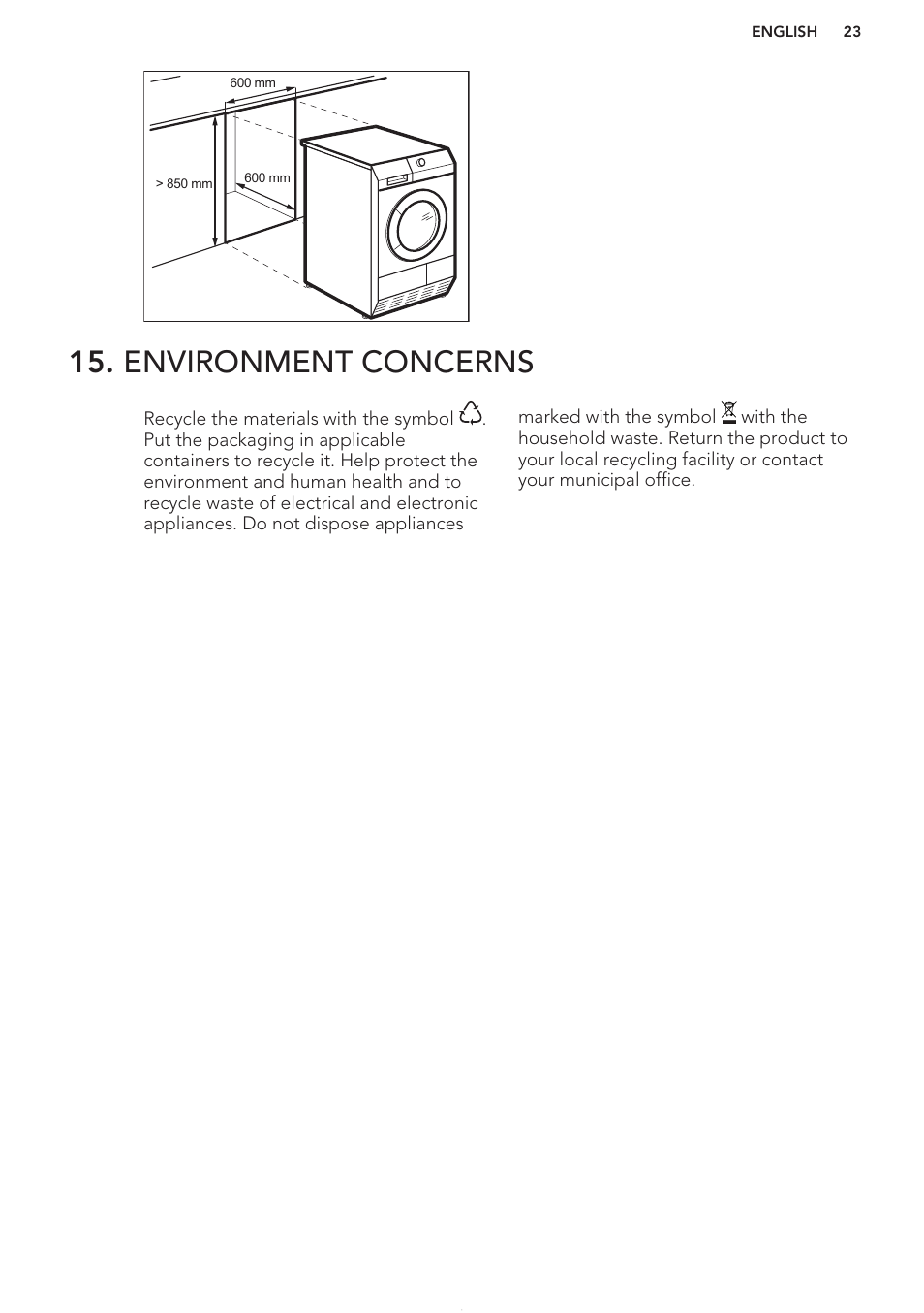 Environment concerns | AEG T86580IH User Manual | Page 23 / 24