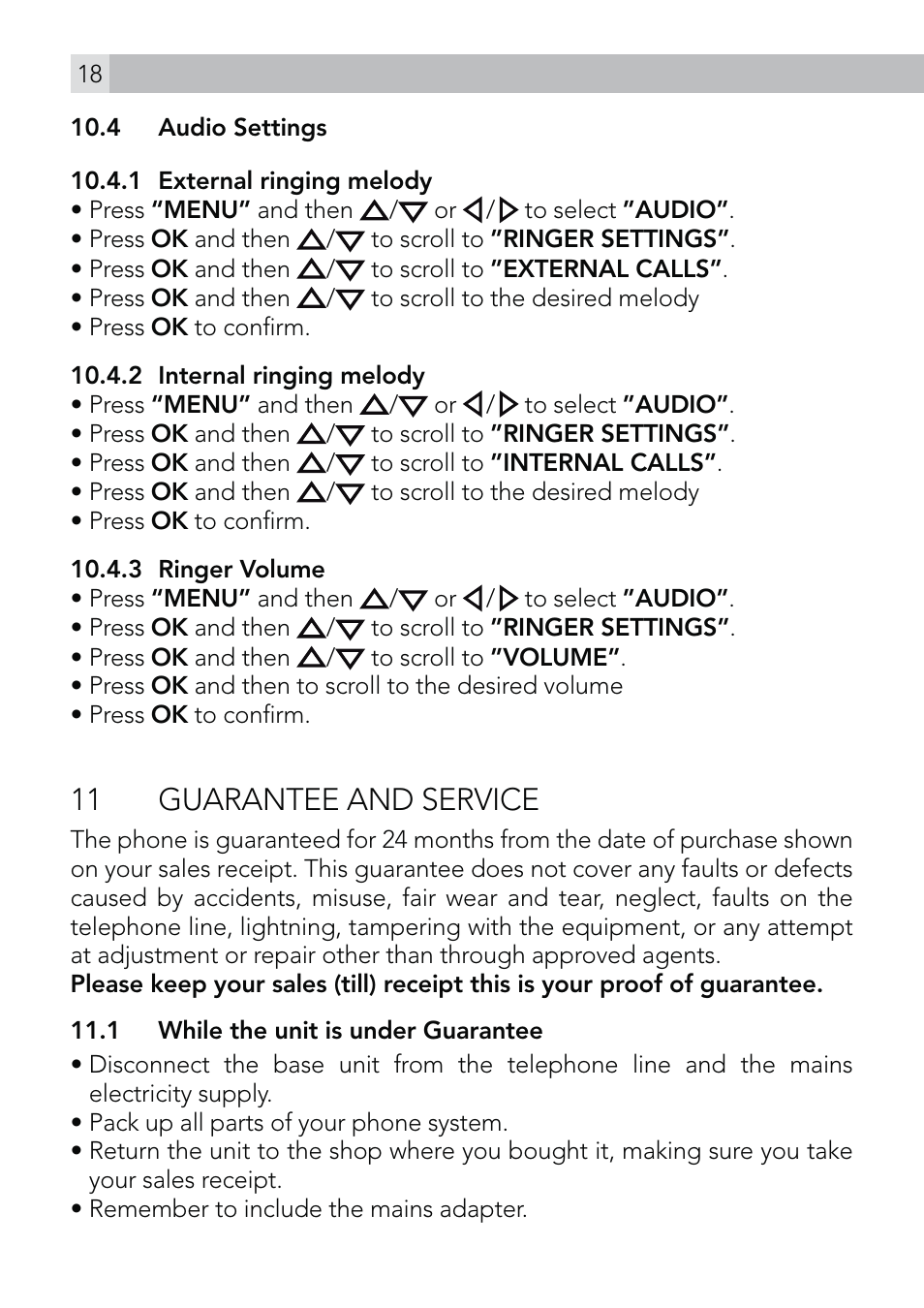 11 guarantee and service | AEG Voxtel D570 User Manual | Page 18 / 84