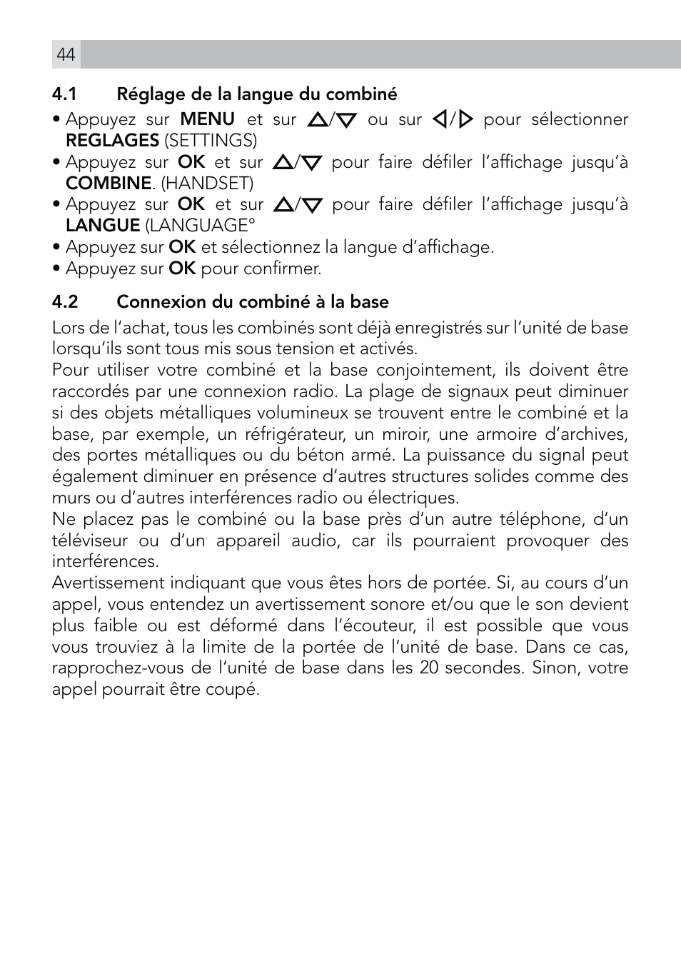 AEG Voxtel D570 User Manual | Page 44 / 84