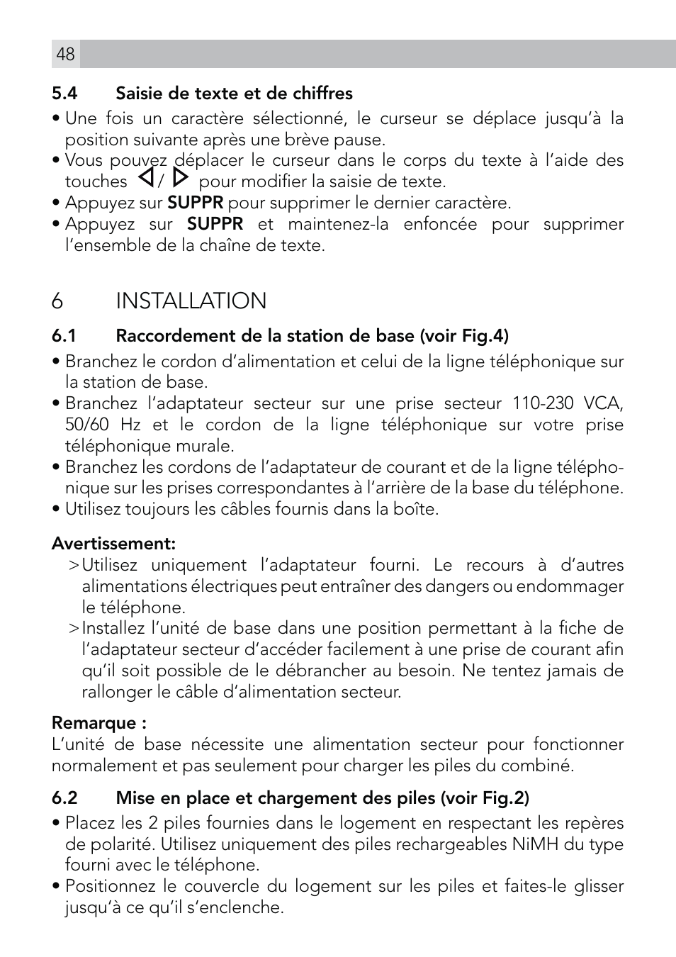 6 installation | AEG Voxtel D570 User Manual | Page 48 / 84