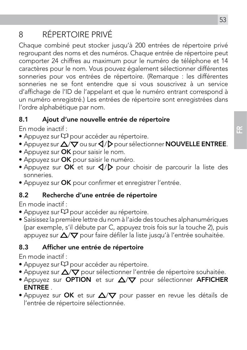 8 répertoire privé | AEG Voxtel D570 User Manual | Page 53 / 84