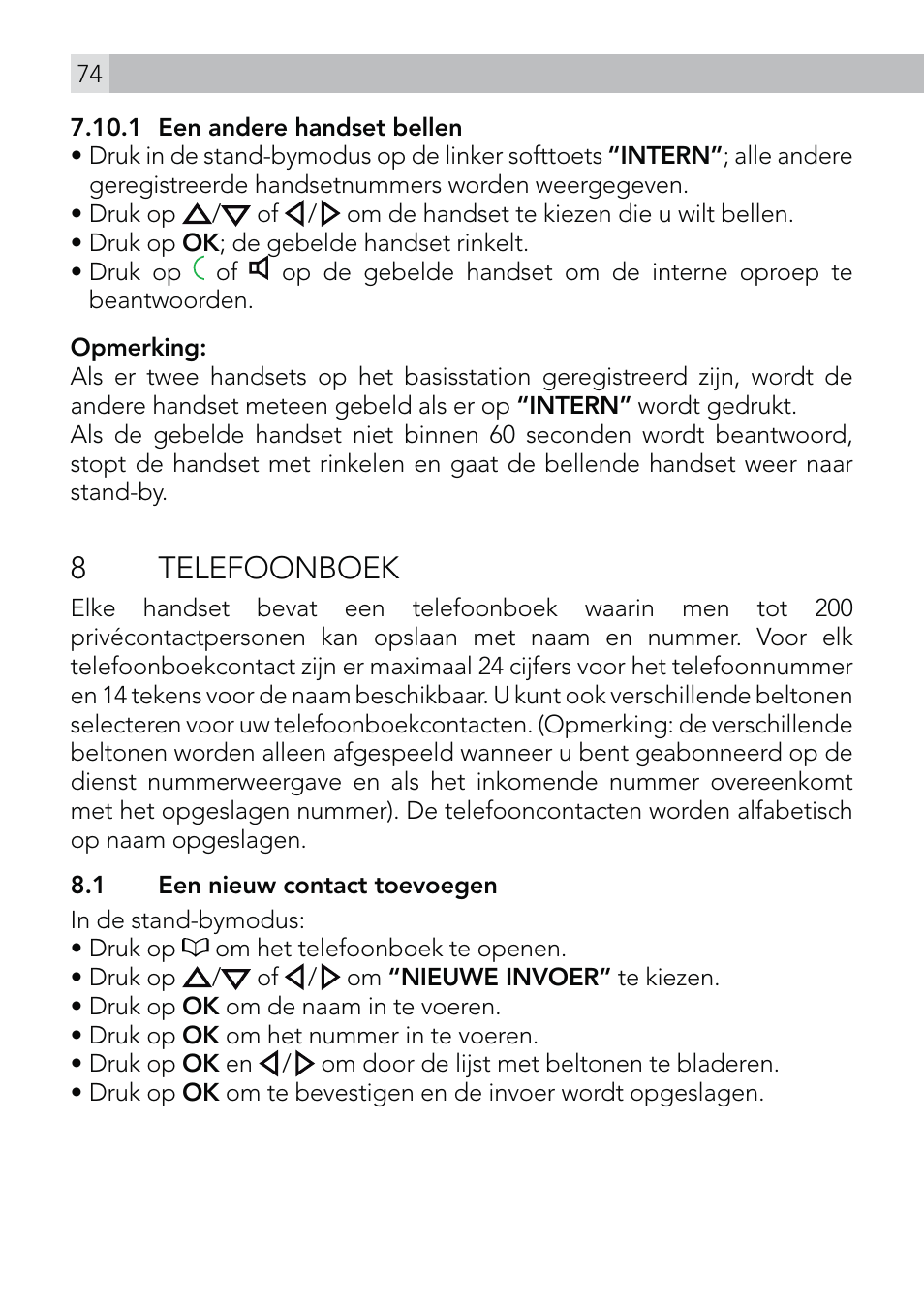 8 telefoonboek | AEG Voxtel D570 User Manual | Page 74 / 84