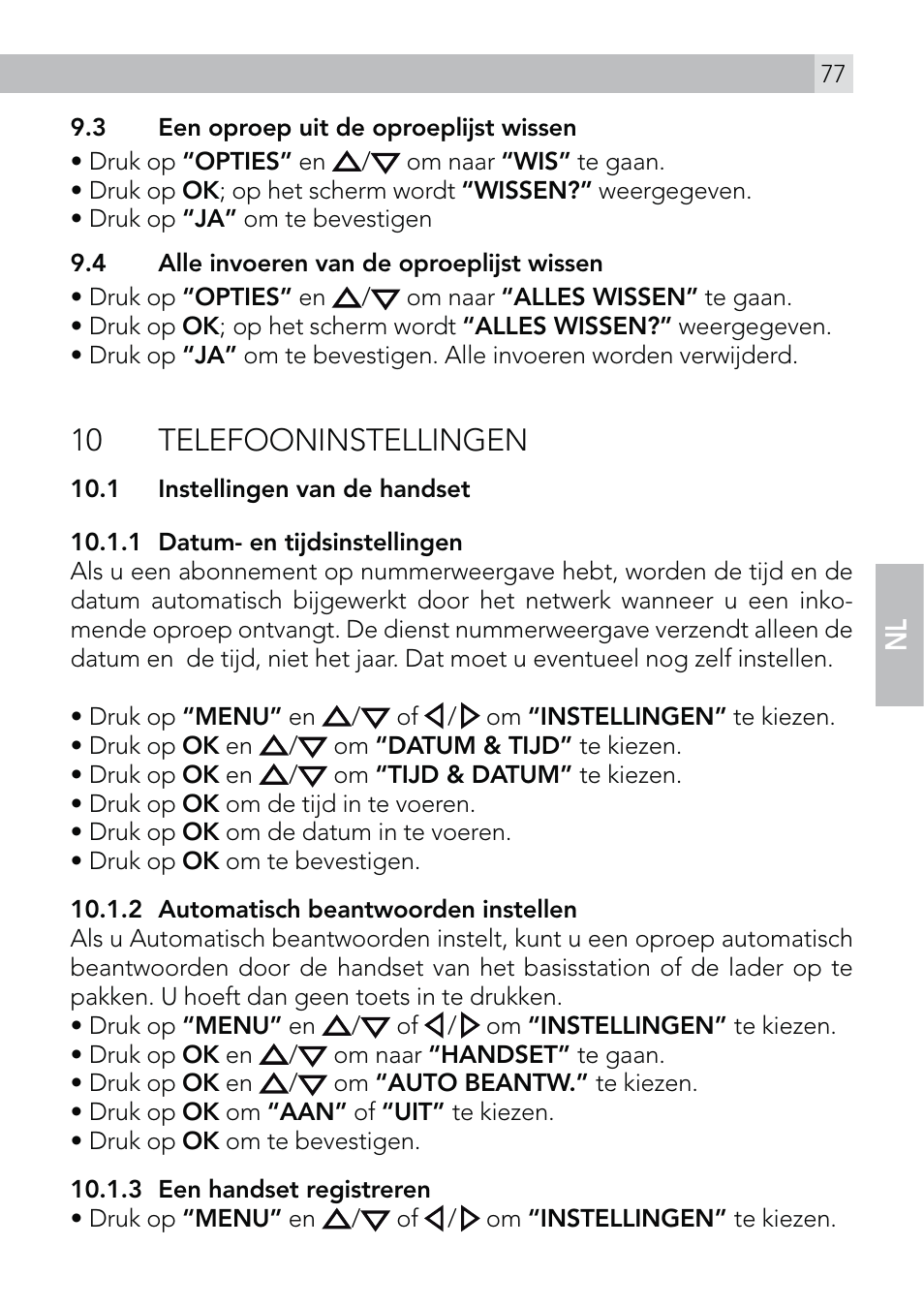 10 telefooninstellingen | AEG Voxtel D570 User Manual | Page 77 / 84